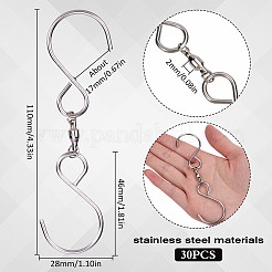 30Pcs Stainless Steel Spinning S Shaped Hooks&nbsp;AJEW-SP0001-43