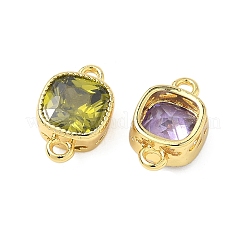Brass Pave Cubic Zirconia Connector Charms&nbsp;KK-L264-11G