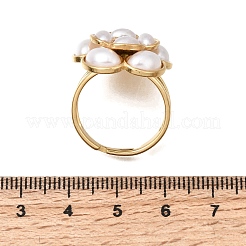 女性用304ステンレススチール指輪  花  樹脂＆ラインストーン付き  ゴールドカラー  18mm&nbsp;RJEW-A100-03G