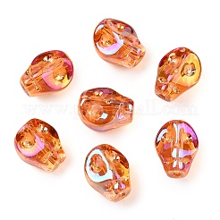 電気メッキガラスビーズセット  スカル  チョコレート  10x8x7.5mm  穴：1mm  約65個/連  25.59''（65センチメートル）&nbsp;EGLA-T021-09F