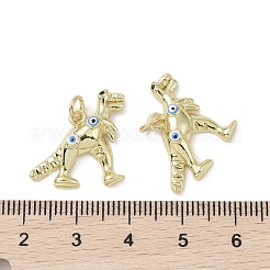 18KGP本金メッキ真鍮マイクロパヴェキュービックジルコニアペンダント  カドミウムフリー＆ニッケルフリー＆鉛フリー  エナメルと丸カン付き  恐竜のチャーム  ライトスカイブルー  17.5x23x4mm  穴：3.5mm&nbsp;KK-L209-063G-01