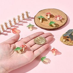 10個2色プラスチックペンダント  アクリルと金メッキの真鍮ループ付き  キノコ  ミックスカラー  18x15mm  穴：1.5mm  5個/カラー&nbsp;KY-FS0001-34A