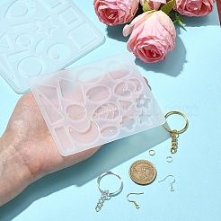 Diy イヤリング ジュエリー メイキング キット  シリコンモールド入り  鉄製ピアスフック、スプリットキーリング、オープン丸カン  ゴールデン＆シルバー  6~116x6~105x0.7~4mm  穴：1~2mm&nbsp;DIY-YW0009-38