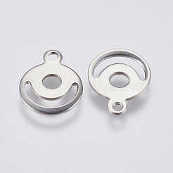 変色しにくい201ステンレススチールチャーム  フラットラウンド  空白タグのスタンプ  ステンレス鋼色  12.5x10x1mm  穴：1mm&nbsp;STAS-F139-007P