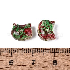 ピカソの透明ガラスビーズ  猫  ライムグリーン  8~8.5x9.5~10x5.5~6mm  穴：1mm  約750個/ポンド&nbsp;SEED-N012-07H