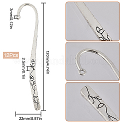 チベットスタイルの合金ブックマーク、穴付き12個  アンティークシルバー  120x22x2.5mm  穴：3mm&nbsp;PALLOY-SC0004-30
