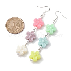 アクリルダングルピアス  304ステンレススチールピアスフック付き  花  ステンレス鋼色  88.5x15.5mm&nbsp;EJEW-JE05752-01