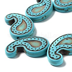 合成ターコイズ染色ビーズ連売り  ティアドロップ  ダークターコイズ  27~28x19~22x4.4~4.8mm  穴：1.4mm  約18個/連  15.67~15.94''（39.8~40.5センチメートル）&nbsp;G-A218-01B