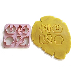 プラスチック粘土ツール  粘土生地カッター  金型  モデリングツール  子供用粘土玩具のモデリング  キノコ/葉っぱ/コウモリ  ピンク  10x10cm&nbsp;CELT-PW0003-002A