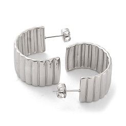 変色しない304ステンレススチールスタッドピアス  アーチ  ステンレス鋼色  23x14.5mm&nbsp;EJEW-H115-22P