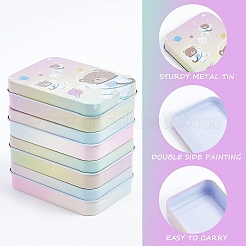 4種類のスタイルのブリキ製収納ボックス4個  アクセサリー箱  DIYキャンドル用  乾燥貯蔵  スパイス  お茶  キャンディ  パーティーの好意  混合模様の長方形  ミックスカラー  9.5x6.9x2.55cm  インナーサイズ：8.8x6.15センチメートル  1個/スタイル&nbsp;CON-CN0001-02