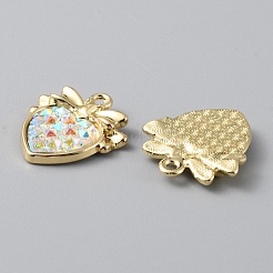 ライトゴールドメッキ合金チャーム  アクリルパーツと  ちょう結びチャーム付きハート  カラフル  20.5x19.5x3mm  穴：1.8mm&nbsp;FIND-WH0137-52LG