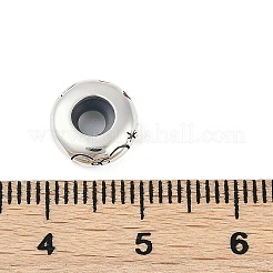 スターリングシルバーのカラフルなキュービックジルコニアのヨーロッパビーズ925個  ロンデルビーズ  山羊座  9.5x3.5mm  穴：4.5mm&nbsp;STER-R005-01AS-10