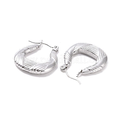 変色しない304ステンレススチール製フープピアス（女性用）  ティアドロップ  ステンレス鋼色  22x20x3.5mm  ピン：0.8mm&nbsp;LS-EJEW-F287-10P