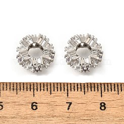 花の真鍮マイクロキュービックジルコニアヨーロッパのビーズを切り開きます  大穴ビーズ  長持ちメッキ  カドミウムフリー＆鉛フリー  ラックめっき  プラチナ  青紫色  12x5.5mm  穴：4.5mm&nbsp;KK-V008-19P-01