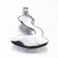 304ステンレスペンダント  ヘビ  アンティークシルバー  42x33x6mm  穴：5x8mm&nbsp;STAS-E140-A10
