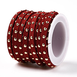 スエード調コード  ゴールデントーン合金リベット付き  パンクロックジュエリーには  ファイヤーブリック  5x2.5mm  約5.46ヤード（5m）/ロール&nbsp;LW-Q016-5mm-1049
