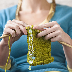Spray Painted Crackle Glass & Acrylic link Knitting Row Counter Chains&nbsp;HJEW-AB00391