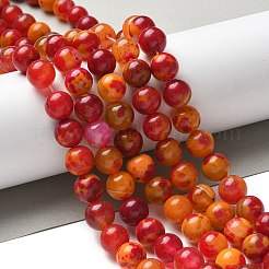 天然石瑪瑙ビーズ連売り  染め＆加熱  ラウンド  ファイヤーブリック  10~10.5mm  穴：0.7mm  約38個/連  14.76''（37.5センチメートル）&nbsp;G-NH0001-G10-01