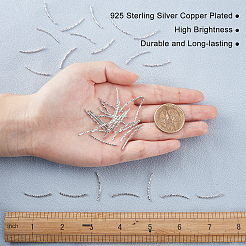 40個の真鍮チューブビーズ  長持ちメッキ  カーブビーズ  チューブ  銀  25x1.5mm  穴：0.8mm&nbsp;KK-CN0001-48