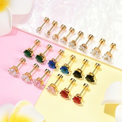 Heart Glass Ear Fake Plugs&nbsp;EJEW-H105-25G-E