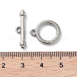 変色しない304ステンレススチールリングトグル留め具  ステンレス鋼色  17x13.5x2mm  穴：1.6mm  バー：6x21.5x3.5mm  穴：2mm&nbsp;STAS-A092-09E-P