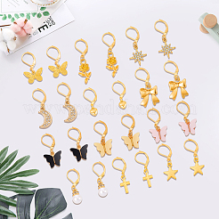 12ペア12スタイル合金＆ラインストーン＆アクリル＆樹脂パールフレンチフックピアス  ゴールドカラー  混合図形  ミックスカラー  30~39mm  1ペア/スタイル&nbsp;EJEW-BM0001-05