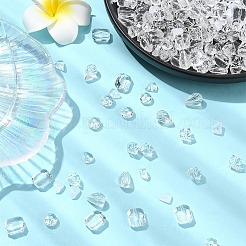 30個6スタイルアクリルビーズ  混合スタイル  混合図形  透明  5~10x6~12x4~8mm  穴：1~1.5mm  50個/スタイル&nbsp;TACR-YW0008-12