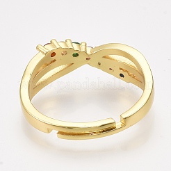 Adjustable Brass Micro Pave Cubic Zirconia Finger Rings&nbsp;RJEW-S044-003