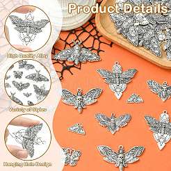 35pcs7スタイルチベットスタイルアロイペンダント  蛾のチャーム  アンティークシルバー  12.5~48.5x20~57x1.5~6.5mm  穴：1~2.5mm  5個/スタイル&nbsp;FIND-CJ0005-58