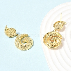 真鍮製ダングルピアス  カドミウムフリー＆鉛フリー  18KGP本金メッキ  ラックめっき  長持ちメッキ  海洋のテーマ  シェル形状  38.5x20mm&nbsp;EJEW-D352-06G-05