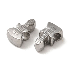変色しない304ステンレススチールヨーロピアンビーズ  大穴ビーズ  ギター  ステンレス鋼色  14x8x5.5mm  穴：4.5x4mm&nbsp;STAS-K285-18P