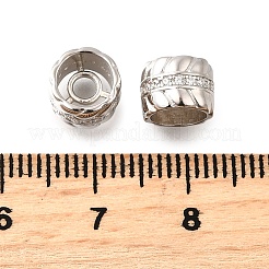 スターリングシルバーマイクロパヴェクリアキュービックジルコニアビーズ925個  コラム  プラチナメッキ  7x6mm  穴：2mm&nbsp;STER-F061-01B-P