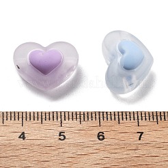 つや消し透明なアクリルビーズ  二層ビーズ  ハート  ミックスカラー  13x17x10mm  穴：3mm  約446個/500g&nbsp;OACR-A032-27
