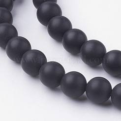 天然石黒瑪瑙ビーズ連売り  ラウンド  グレードA  染め＆加熱  艶消し  6~6.5mm  穴：1mm  約60個/連  14.9インチ（38cm）&nbsp;G-G735-60F-6mm-A