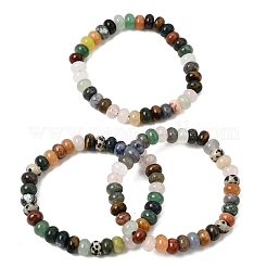 Natural Mixed Stone Rondelle Beaded Stretch Bracelets for Women&nbsp;GG-CBA3F02-07