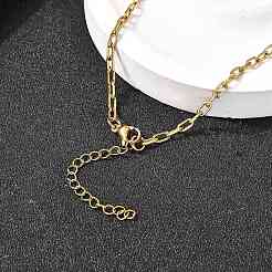 2.5mm 304ステンレススチールペーパークリップチェーンネックレス（女性・男性用）  イオンプレーティング（ip）  ゴールドカラー  17.32インチ（44cm）&nbsp;NJEW-A054-03G
