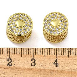 Rack Plating Brass Micro Pave Cubic Zirconia Column European Beads&nbsp;KK-I718-38G