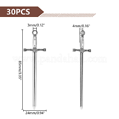 合金ビッグペンダント30個。  剣のチャーム  アンティークシルバー  85x24x4mm  穴：3mm&nbsp;FIND-UN0002-96