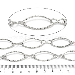 手作りの304ステンレス鋼ツイストオーバルリンクチェーン  溶接されていない  スプールで  ステンレス鋼色  15x6.5x1.5mmと28.5x14x1.5mm&nbsp;STAS-F341-05P