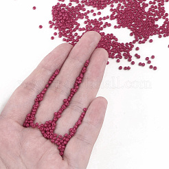 11/0 FGBグレードAラウンドガラスシードビーズ  焼き付け塗料  サクランボ色  2.3x1.5mm  穴：1mm  約48500個/ポンド&nbsp;SEED-N001-A-1058
