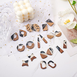 20Pcs 10 Style Resin & Walnut Wood Pendants&nbsp;RESI-KS0001-06