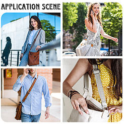 ポリエステルバッグストラップ  ウェビングバッグストラップ  合金の留め金付き  財布作りアクセサリー  プラチナ  ココナッツブラウン  790~1410 38 MMXmm&nbsp;PURS-WH20002-07C