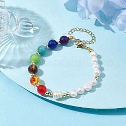 Chakra Theme Natural & Synthetic Mixed Gemstone Beaded Bracelet&nbsp;BJEW-JB10163