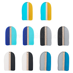 10Pcs 5 Colors Resin & Wood Pendants&nbsp;RESI-TA0004-53