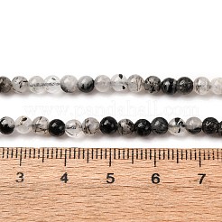 天然トルマリンクォーツ/ブラックルチルクォーツビーズ連売り  ラウンド  4~4.5mm  穴：0.5mm  約102個/連  15.35インチ（39cm）&nbsp;G-K305-21-C-01