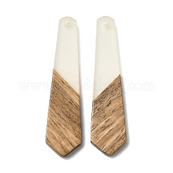 ダークウッドとレジンのペンダント  ポリゴンのチャーム  キャメル  49x12x3mm  穴：2mm&nbsp;WOOD-H104-01