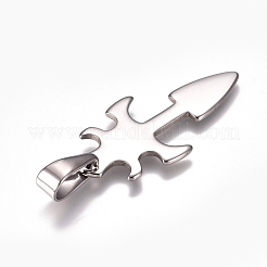 変色しにくい304ステンレススチールペンダント  矢印  ステンレス鋼色  37x17.5x1.5mm  穴：10x4.5mm&nbsp;STAS-I135-16P