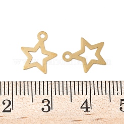 304ステンレススチールチャーム  星のチャーム  ゴールドカラー  11.5x10x0.3mm  穴：1.2mm&nbsp;STAS-K306-06B-G