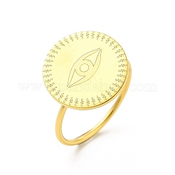 女性用304ステンレススチール指輪  フラットラウンド  アイ模様  1mm  内径：usサイズ6（16.5mm）  フラットラウンド：15mm&nbsp;STAS-K248-01C